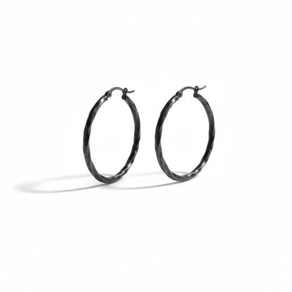 Black Twisted Steel Earrings