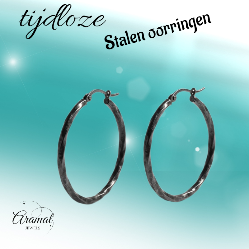 Black Twisted Steel Earrings