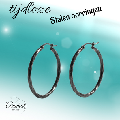 Black Twisted Steel Earrings