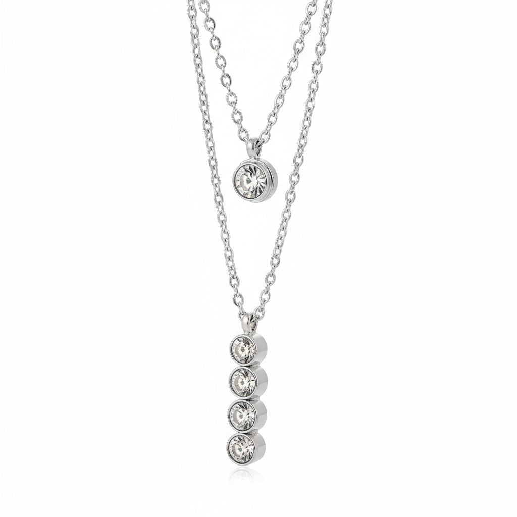 Silver-colored Aramat Jewels Double Necklace with Zirconia