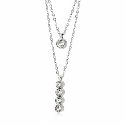 Silver-colored Aramat Jewels Double Necklace with Zirconia