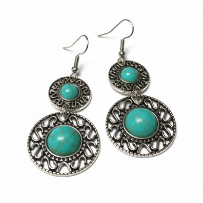 Boho Earrings Turquoise Stone 62mm