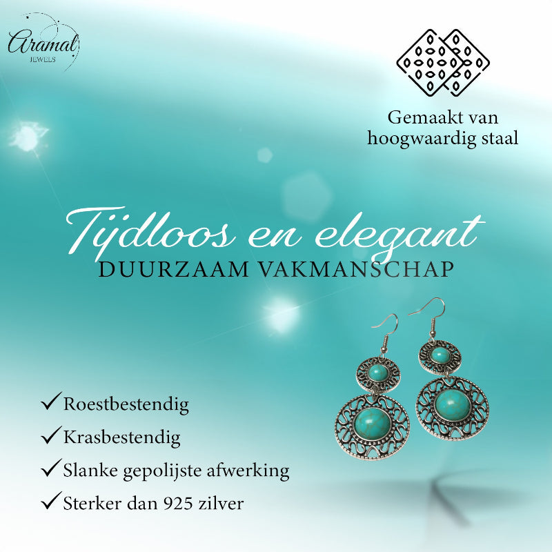 Boho Earrings Turquoise Stone 62mm