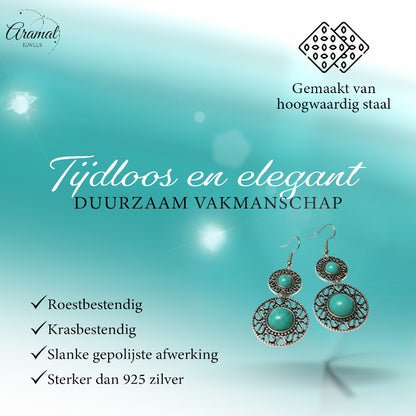 Boho Earrings Turquoise Stone 62mm