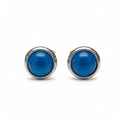 Boucles d'oreilles œil-de-chat en acier 8 mm – Bleu foncé