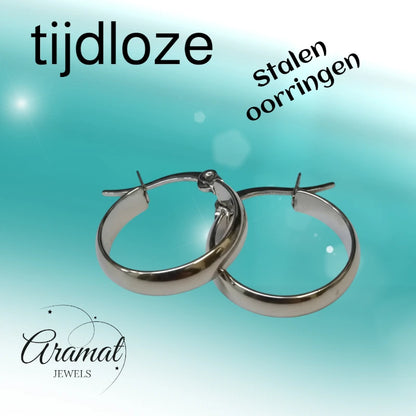 Boucles d'oreilles – Acier inoxydable couleur argent lisse brillant (20 mm)