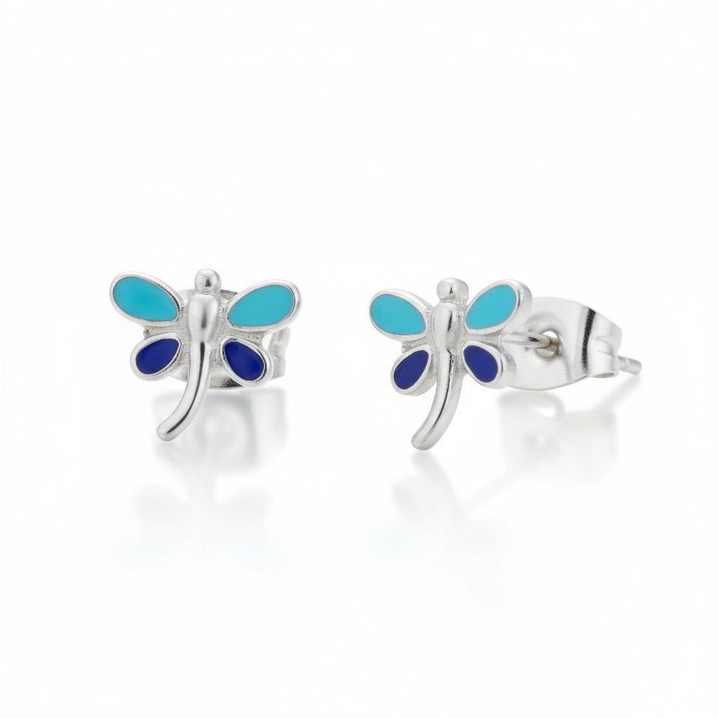 Steel Enamel Earrings Dragonfly 