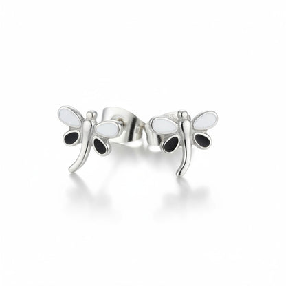 Steel Enamel Earrings Dragonfly 