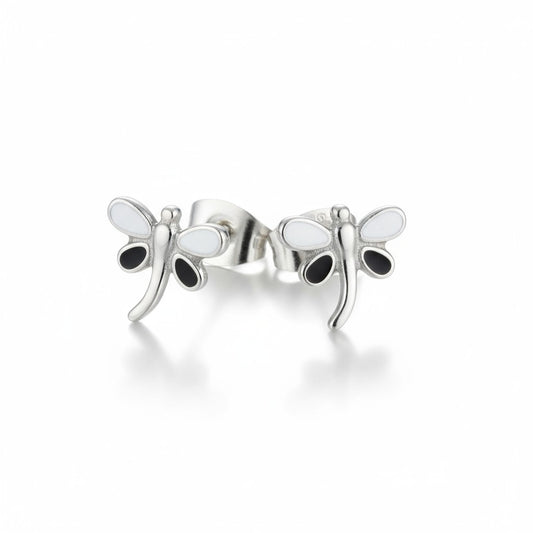 Steel Enamel Earrings Dragonfly 