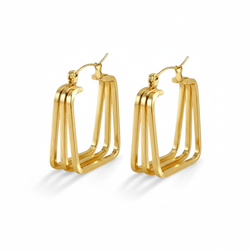 Statement earrings women square - 27mm 