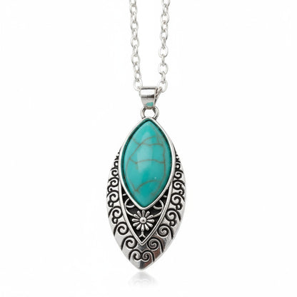 Beautiful Bohemian Necklace with a Decorated Oval Pendant