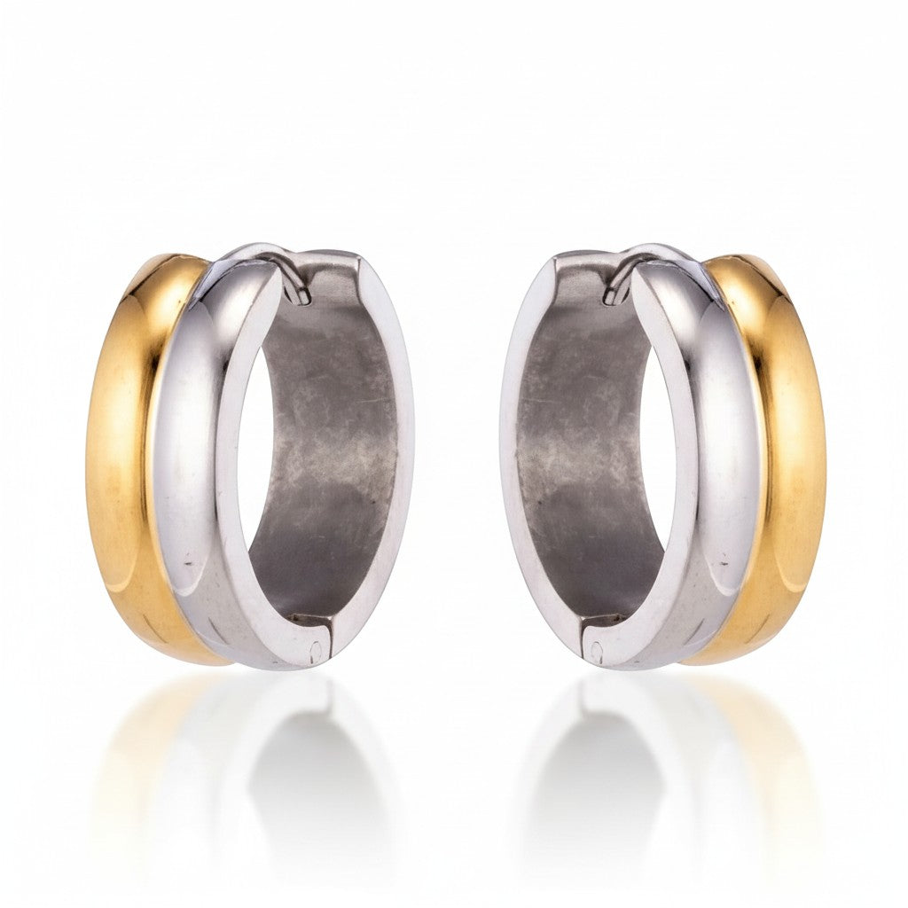 Boucles d'oreilles en acier inoxydable - Acier bicolore - Brillant 