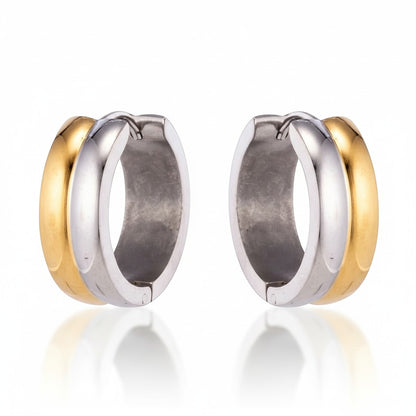 Boucles d'oreilles en acier inoxydable - Acier bicolore - Brillant 