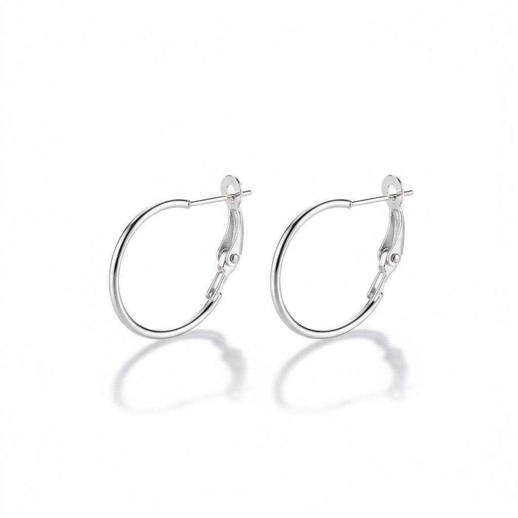 Metal Earrings Silver Colored 20mm Folding Hinge