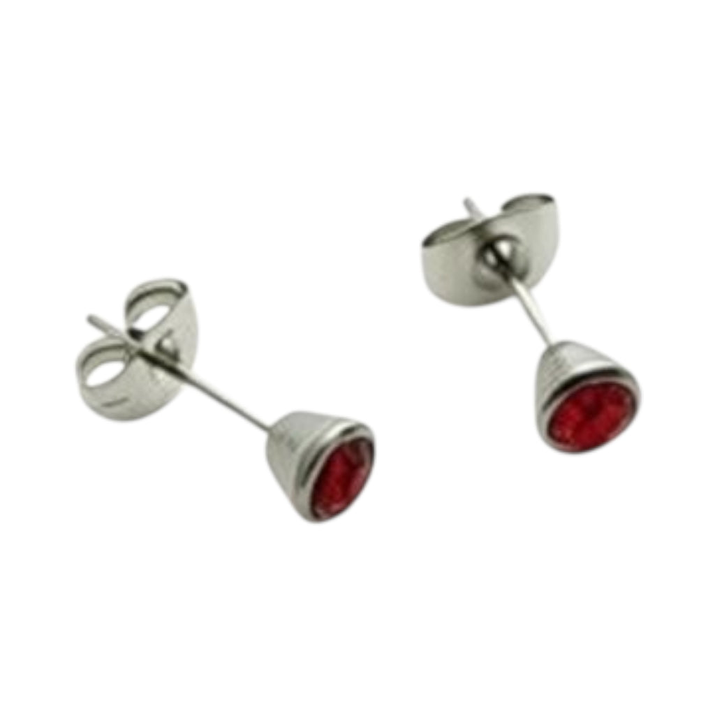 Earrings – Steel Crystal Red (5mm)