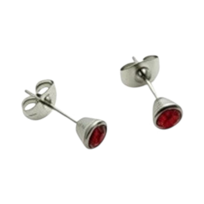Earrings – Steel Crystal Red (5mm)