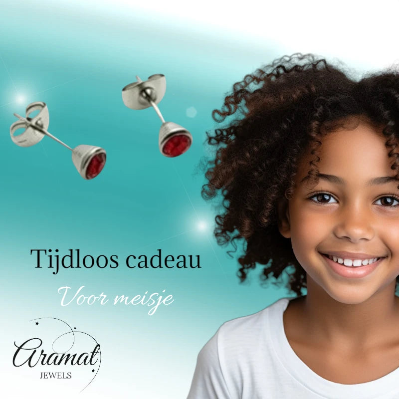 Earrings – Steel Crystal Red (5mm)