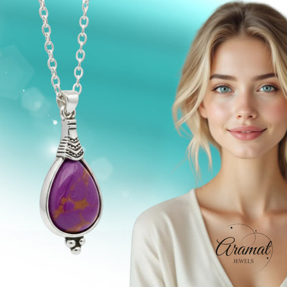 Bohemian Necklace with Drop-Shaped Pendant