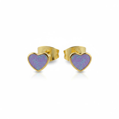 Steel enamel earrings heart with glitter 