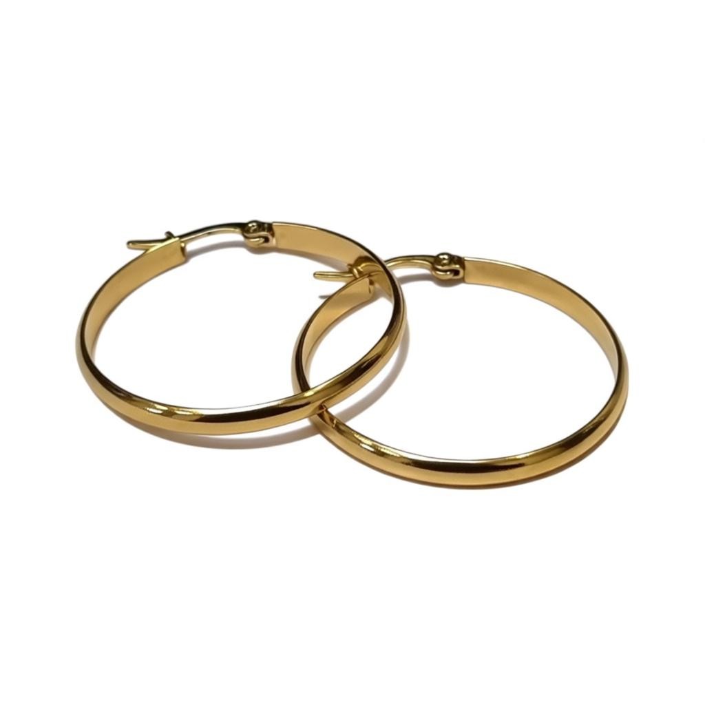 Earrings – Steel Smooth Gold Colored (35mm) 