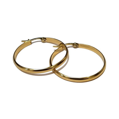 Earrings – Steel Smooth Gold Colored (35mm) 