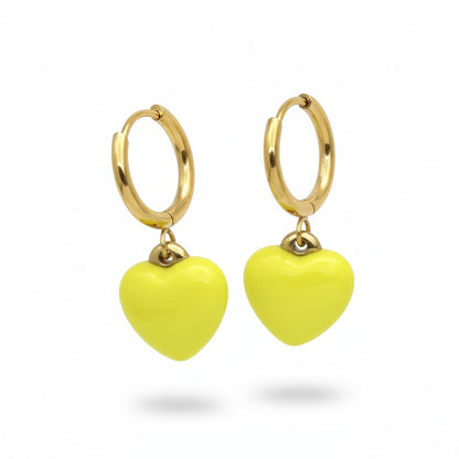 Gold-colored earrings with yellow heart