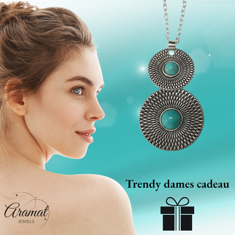 Trendy Bohemian Necklace with Marbled Stone