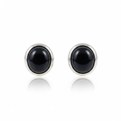 Stainless Steel Cat Eye Earrings 8mm – Black