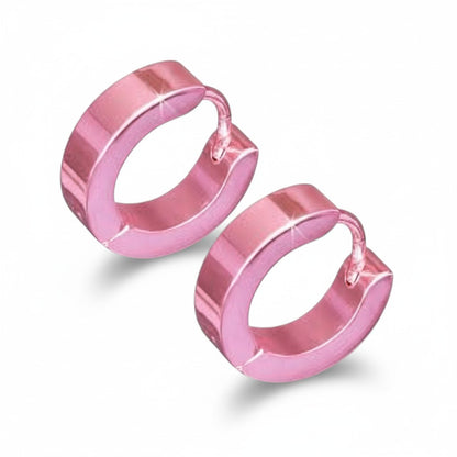 Boucles d'oreilles – Acier inoxydable rose brillant (14 mm)