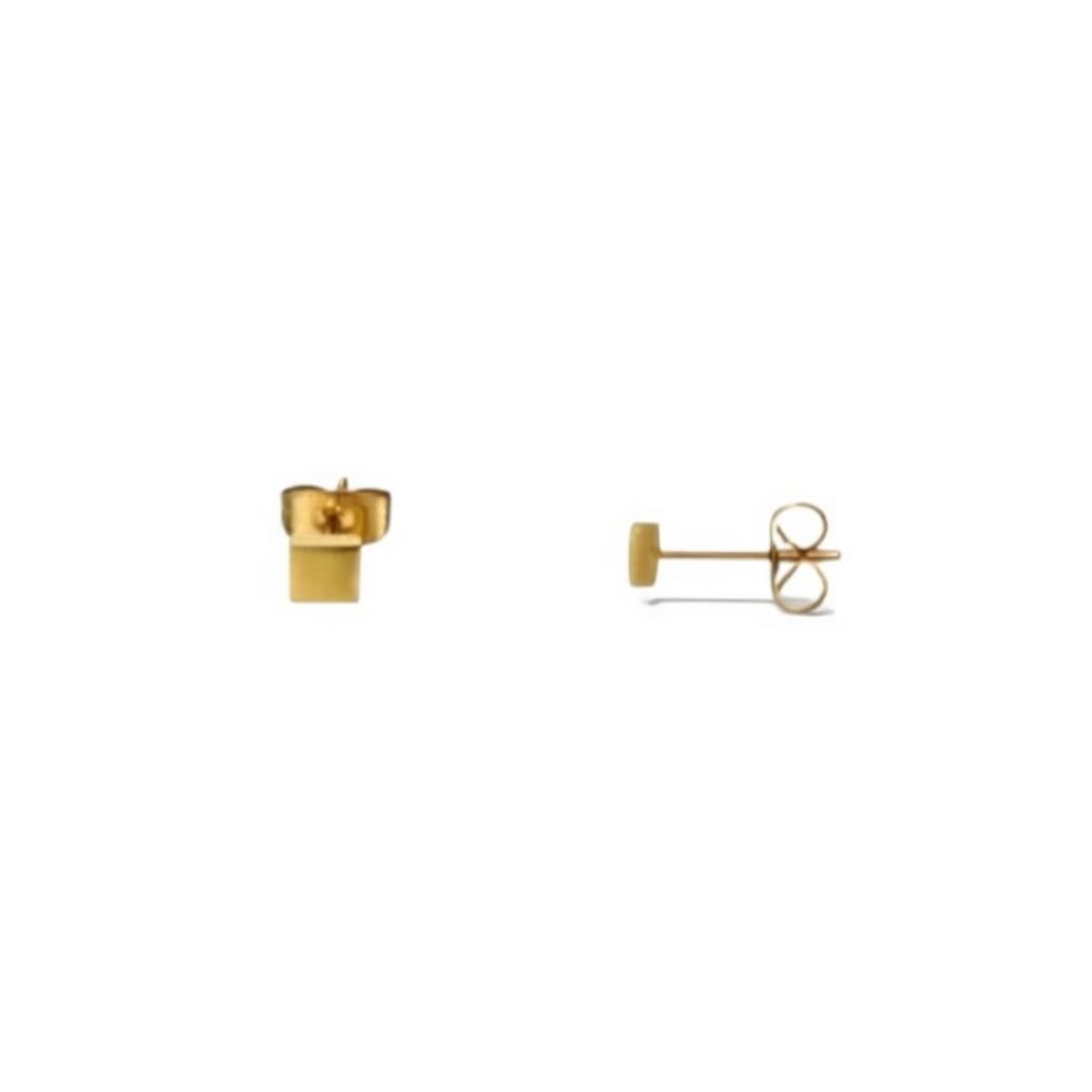 Stud Earrings – Steel Square Gold-colored (3mm)