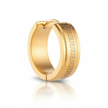 Boucles d'oreilles unisexes – 13 mm, motif créole grec miniature, acier inoxydable doré 