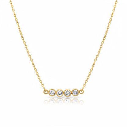 Gold-colored steel chain with zirconia bar