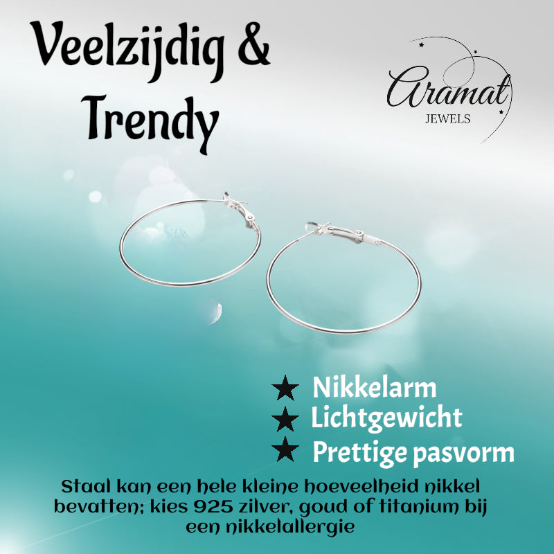 Silver-colored metal earrings 40mm