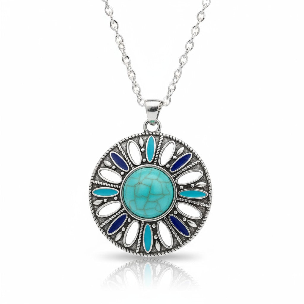 Boho Necklace with Round Pendant