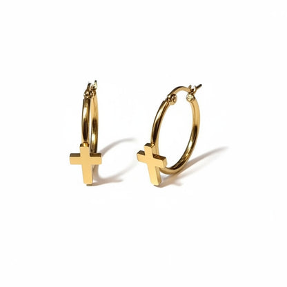 Boucles d'oreilles créoles en acier doré