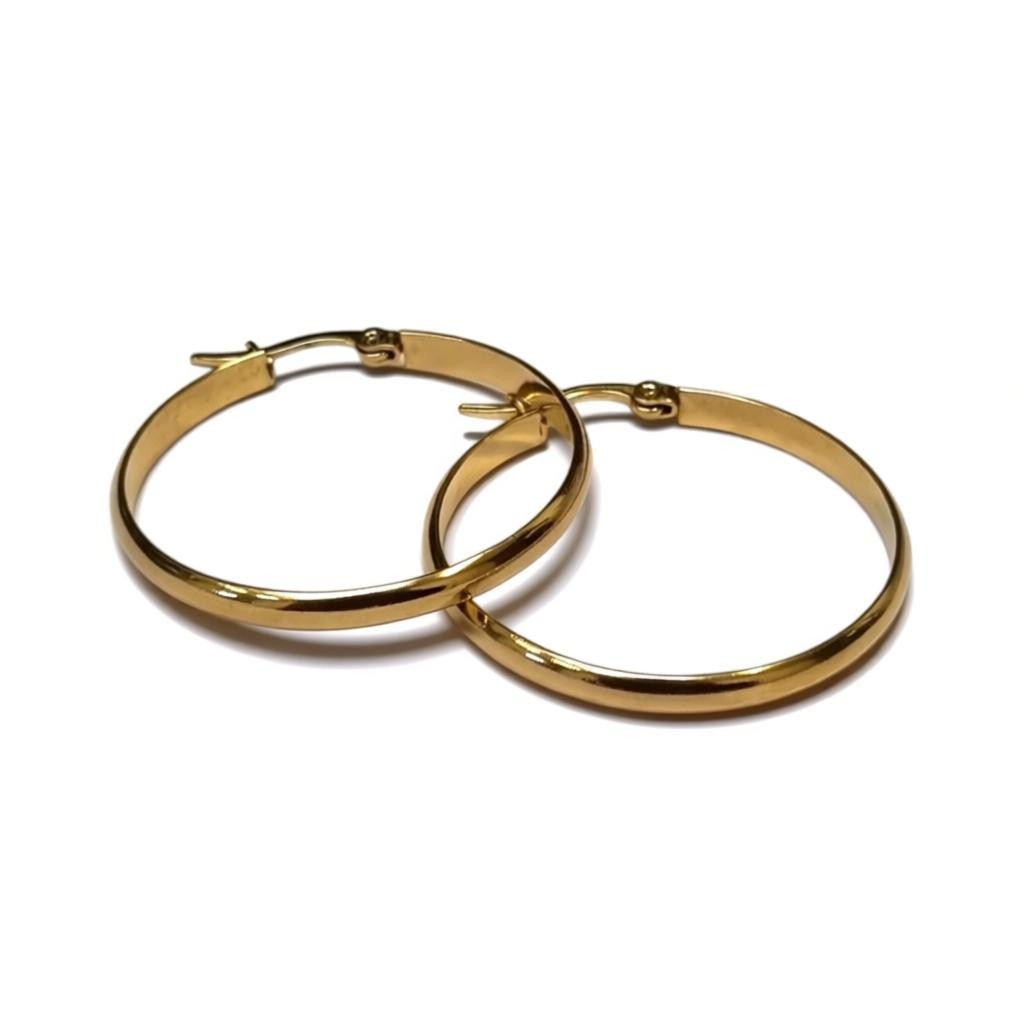 Earrings – Steel Smooth Gold Colored (35mm) 