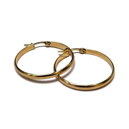 Earrings – Steel Smooth Gold Colored (35mm) 