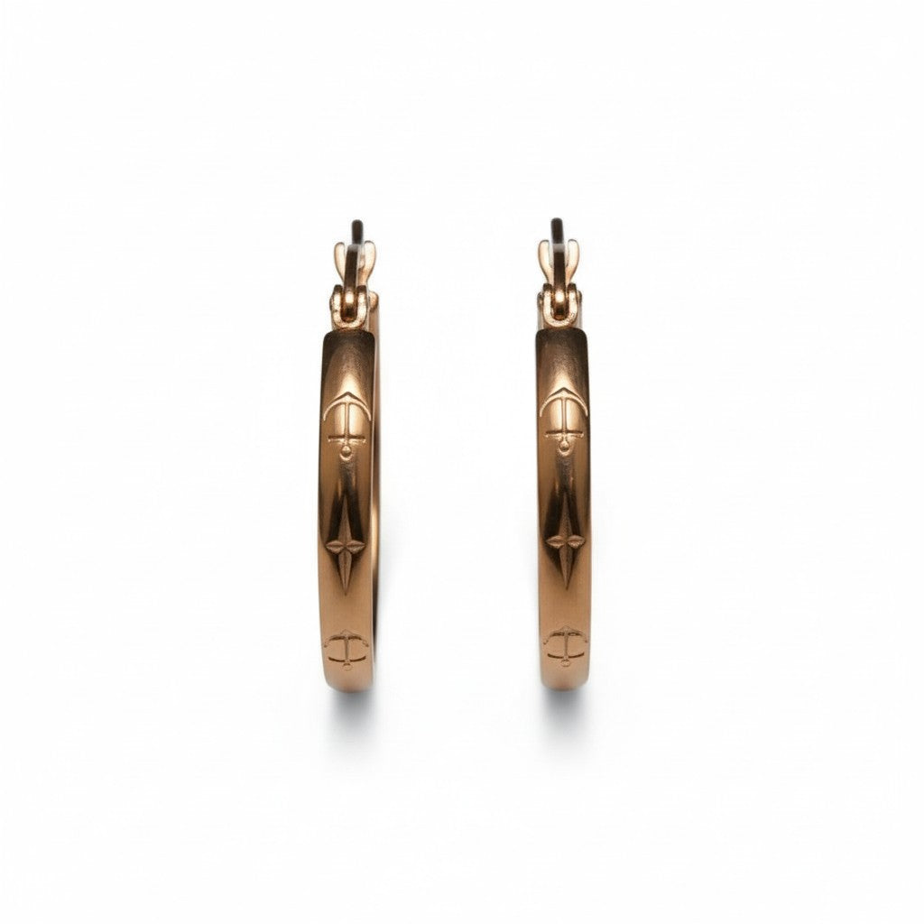 Earrings – 20mm Creole Anchor Motif Stainless Steel Rose Gold Color Women