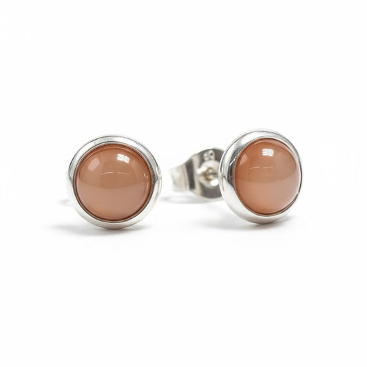 Steel Cat's Eye Earrings 8mm – Orange/Red