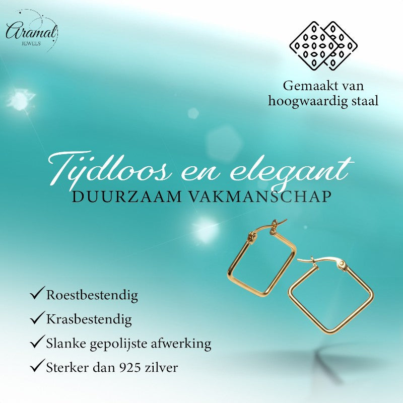 Gold-colored Steel Square Earrings