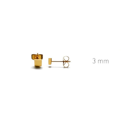 Stud Earrings – Steel Square Gold-colored (3mm)