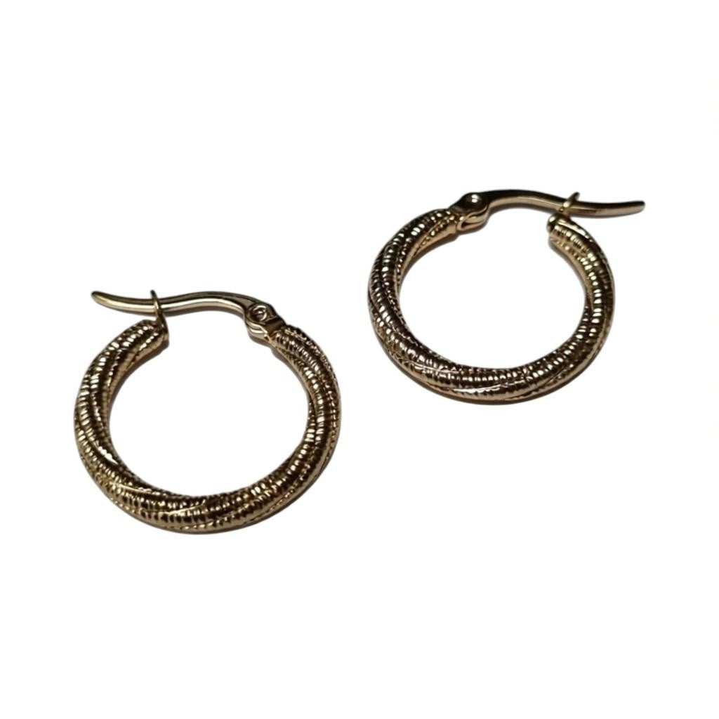 Gold-Colored Glitz Swivel Hoops - Stainless Steel Earrings
