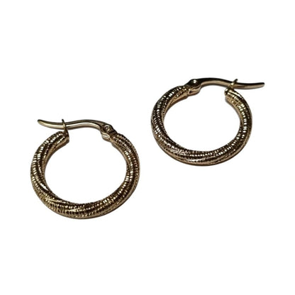 Gold-Colored Glitz Swivel Hoops - Stainless Steel Earrings