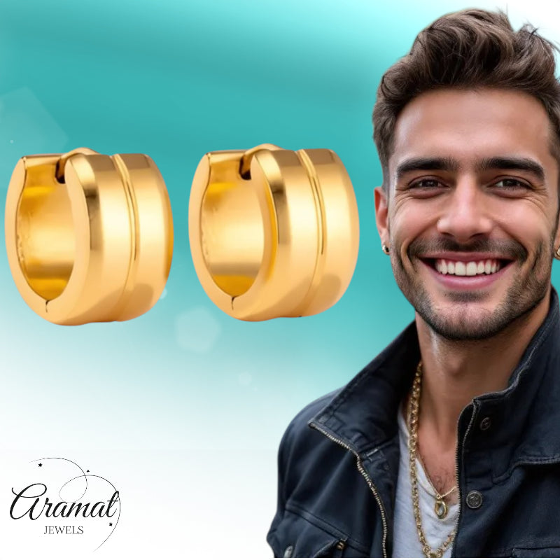 Earrings – Steel Single Stripe Gold-Colored (13mm) 