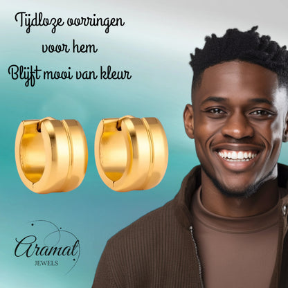 Earrings – Steel Single Stripe Gold-Colored (13mm) 