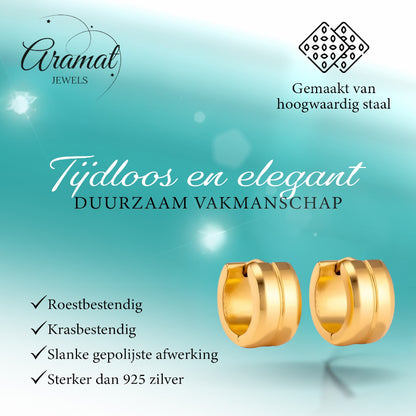 Earrings – Steel Single Stripe Gold-Colored (13mm) 