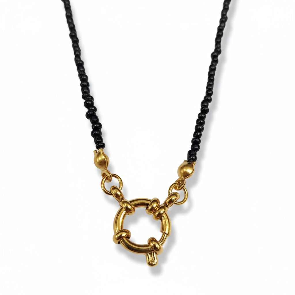 Gold-colored Stainless Steel Charm Necklace