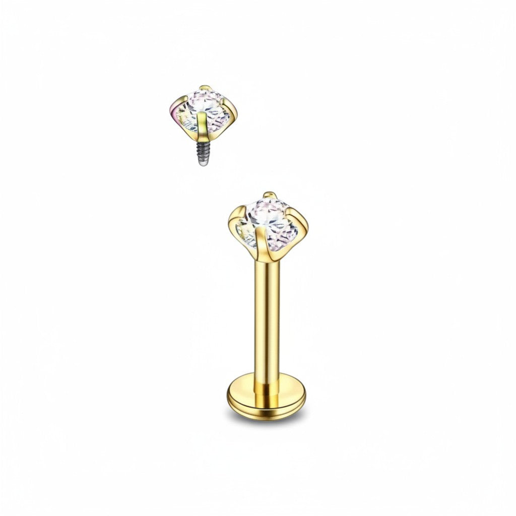 Tragus Helix Piercing – Gold Color – AB Zirconia