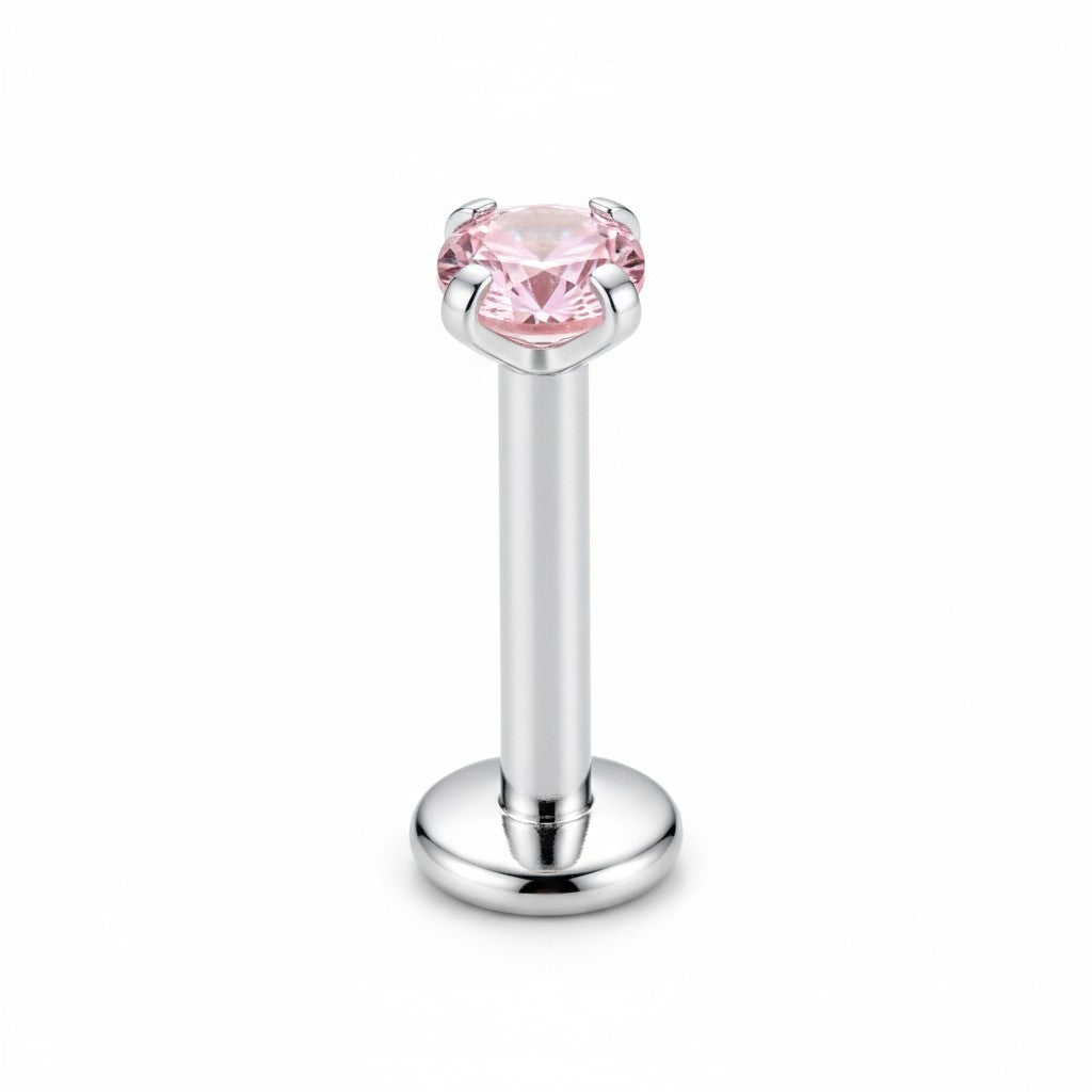 Helix Piercing Silver Color Pink Zirconia 6mm 3mm 1.2mm