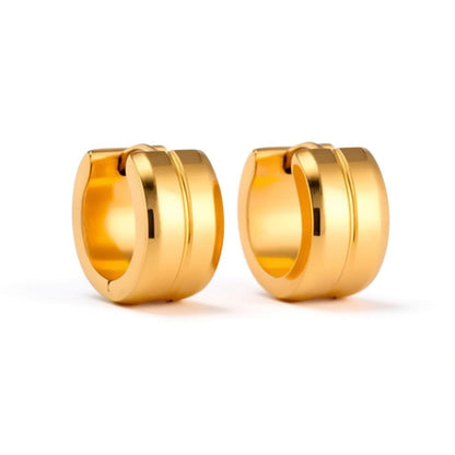Earrings – Steel Single Stripe Gold-Colored (13mm) 